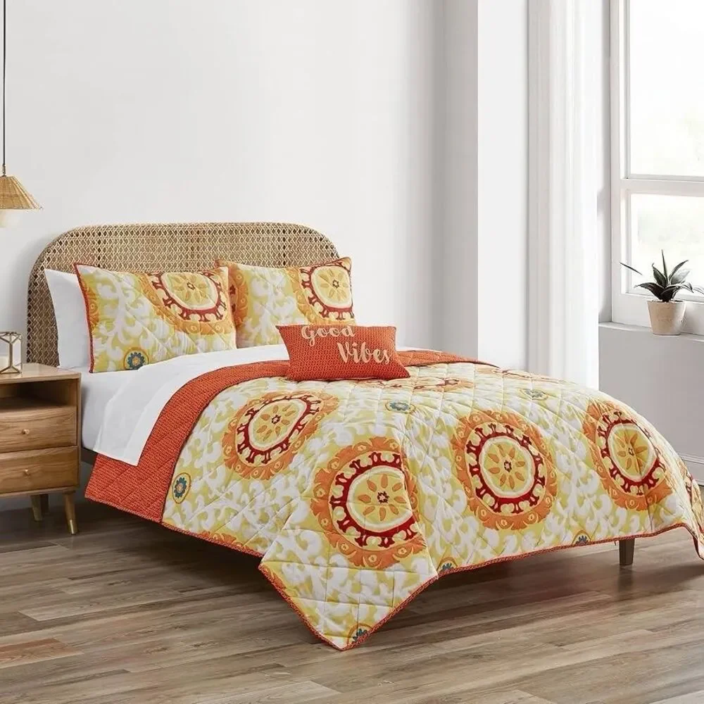 Queen/Full Quilt Set Good Vibes NWT